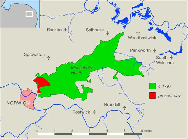 Mousehold Heath, present day and c.1797